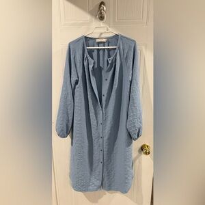 Blue Button-Up Blouse